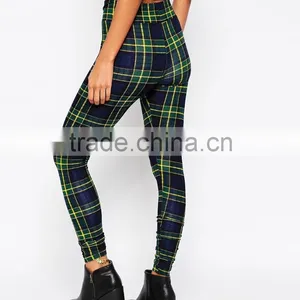 Striped in Check Print Stretch Knit Skinny Women Legging thumbnail-5