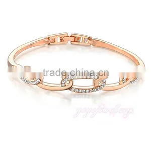 Womens Jewellery Link Shaped Crystal 18k Gold Bangle Saudi Arabia Jewelry thumbnail-1