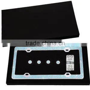 Bling License Plate Frame With Screws and Crystal Rhinestone Caps thumbnail-1
