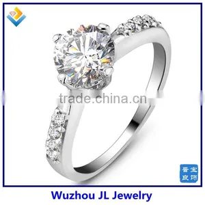 925 Sterling Silver CZ Diamond Stone Wedding Ring thumbnail-1