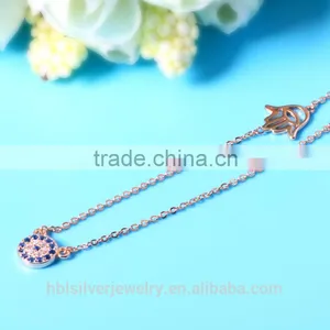 2017 Latest 925 Sterling Silver Jewelry Necklace With Gold Plating thumbnail-3