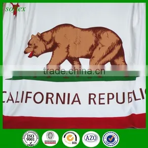 Wholesale Cotton White Brown Bear California Republic State Flag Beach Towel thumbnail-3