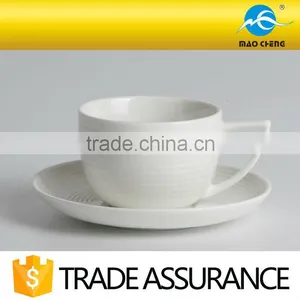 White Durable Ceramic Stripe Espresso Cup With Saucer thumbnail-3