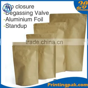 Trade Assurance Ecological Valve Kraft Paper Stand Up Pouch For Coffee Bean , Stand Up Food Pouch thumbnail-5