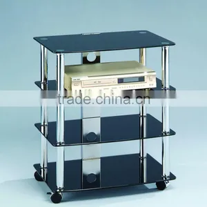 4-tier Glass TV Stereo Trolley Cart thumbnail-1