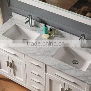 Double Sinks Solid Wood Bathroom Vanity With 18mm Marble thumbnail-4
