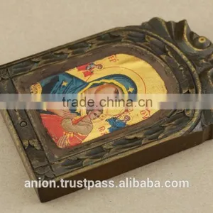 Greek & Russian Orthodox Wooden Icon. Mother God. Eleousa. Antic Design thumbnail-3