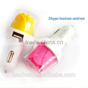 2015 New Product Rose Dual USB Car Charger,LED Rose Mobile Phone Car Charger thumbnail-5