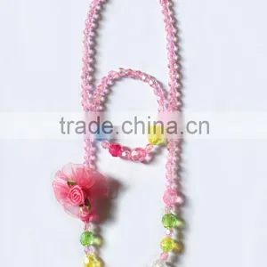 Candy Colorful Beaded Necklace Bracelet Set With Bow Ties and Flowers for Children thumbnail-5