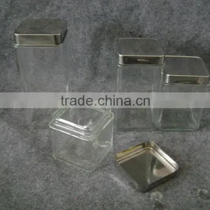 Clear Square Glass Jar With Metal Lid thumbnail-5