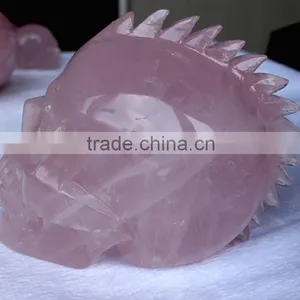 Indian Style Rose Quartz Crystal Skull Natural Rock Crystal Skull Halloween Gift thumbnail-3