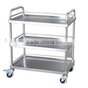 3 Layers Silver Stainless Steel Medical Trolley Treatment Cart Hospital Cart With 4 Wheels thumbnail-1