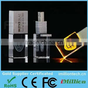 Bulk Wholesale Custom Logo Crystal 3d Led Light Usb 3.0 Stick thumbnail-1