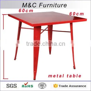 Small Red Square Folding Metal Table With Four Legs thumbnail-1