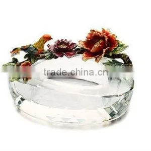 Hand Craft Pewter Design Crystal Ashtray Engraved Crystal Glass Ashtray thumbnail-1