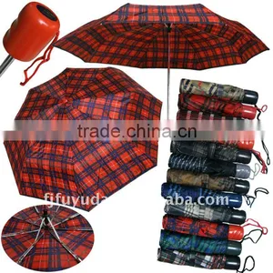 Red 3 Section Lady Check Design Cheap Umbrella thumbnail-1