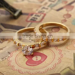 Wholesale Engagement Couple Finger Rings 18k Solid Gold Plated cz Diamonds High Quality Finger Rings More Attractive thumbnail-2