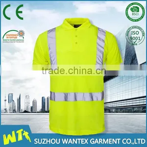 Latest Design Safety Yellow Shirt 100% Cotton Eyelet Reflective Cheap Polo t Shirts thumbnail-1