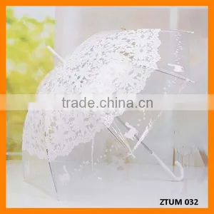 Lace Transparent Princess Puppy Print Long Handle Fashion Umbrella thumbnail-1