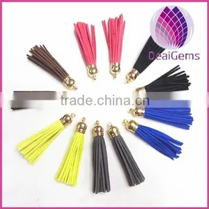 Wholesale 2015 New Arrival Imitation Leather Tassel With Gold Plated Caps , Colored Leather Tassel, thumbnail-1