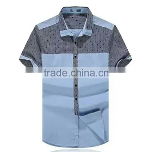 2016 Latest Fashion Design Double Collar Short Sleeve Dress Mens Shirt thumbnail-1