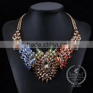 High Quality Vintage Colorful Rhinestone Chunky Statement Necklace Tin Alloy Fashion Women Pendant Necklace 6390058 thumbnail-1