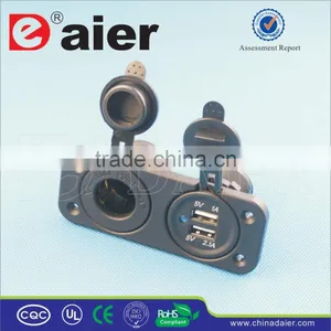 New 12-24V Rear Two Hole Panel Car Motorcycle Charger Dual USB Power Socket Splitter thumbnail-1