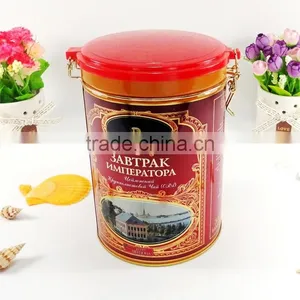 Custom Printed Metal Round Shape Tea Coffee Storage Tin Canister thumbnail-1
