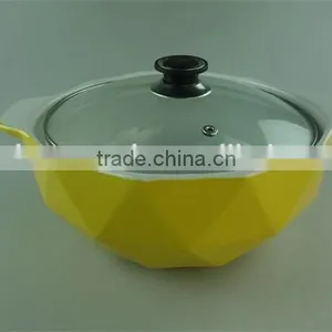 AB Grade Wholesale Stock Dimond Shape Ceramic Casserole With Glass Lid,soup&stock Pot thumbnail-2