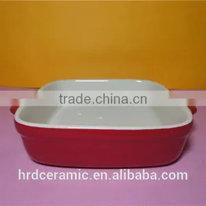 Microwave Safe Porcelain Red Oven Ware Bakeware With Handle thumbnail-2