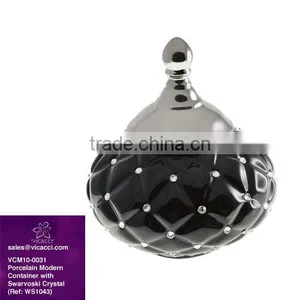 Porcelain Modern Black Container With Lid VCM10-0031 thumbnail-1