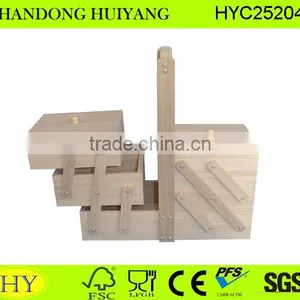 Wholesale Stylish Unfinished Wooden Folding Sewing Box thumbnail-1