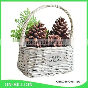 Wicker Material Decorative Flower Baskets With Plastic Liner thumbnail-4