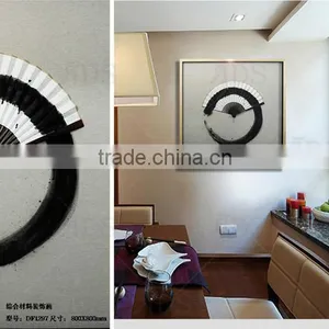 Framed Handmade Art Image Chinese Fan Water Color Painting for Home Decoration thumbnail-2