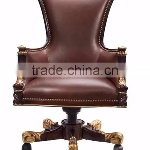 Classical Luxury Italian Design Solid Wood Office Table With Artistic Marquetry Decor for CEO Manager Room BF12-04244c thumbnail-5