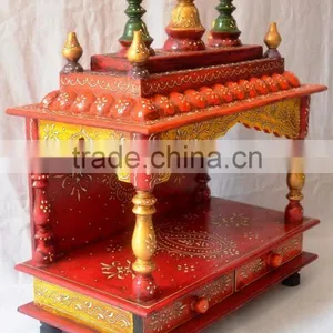 Hand Painted Wooden Temple With 2 Drawers thumbnail-3