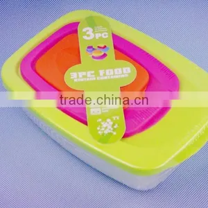 3PC Plastic Color Rectangle Fresh Bowl/food Container thumbnail-1