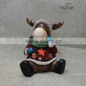 Christmas Indoor Home Decoration Resin Christmas Deer With Led Lights thumbnail-3