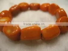 Wholesale 7" 15-20mm Orange Candy Natural Coral Stone Bracelet thumbnail-1