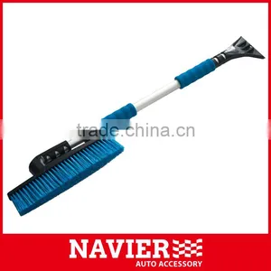Soft Handle Extended Car Rotation Snow Brush With Ice Scraper thumbnail-1
