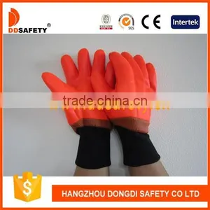 DDSAFETY 2017 Fluorescence Foam Insulated Liner Smooth Finish Orange PVC Gloves thumbnail-1