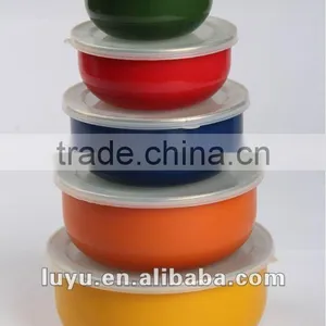 3PCS 5pcs Enamel Storage Bowl Mixing Bowl Salad Bowl Food Container thumbnail-5