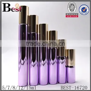 Cosmetics Hot Products Light Purple UV Tube Glass Roll Bottle Essential Oil Perfuem Roll on Bottle With Metal Ball Cost Price thumbnail-1