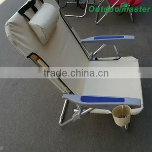 Lightweight Beige Aluminum Folding Backpack Beach Chair thumbnail-3