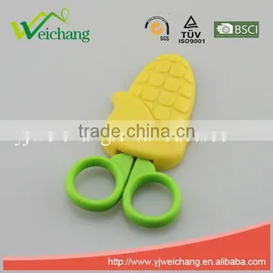 WCSC211 Premium Novelty Wholesale Soft Handle Colorful School Children Plastic Scissors With Funny Corn Shape Cover thumbnail-1
