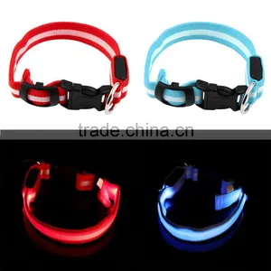 LED Nylon Pet Dog Collar Night Safety LED Light-up Flashing Glow in the Dark Lighted Dog Collars Free Shipping thumbnail-1
