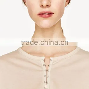 OEM Wholesale Custom Made Asymmetric Frilled Top Latest Design Girls Woman Top thumbnail-6