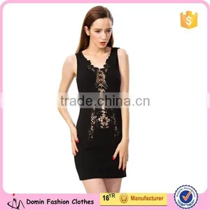 2015 Celebrity See Through V Neck Lace Insert Sexy Mini Dress thumbnail-3