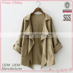 2016 Spring European and American Style Turn-down Collar Loose Fit Jacket for Women thumbnail-1