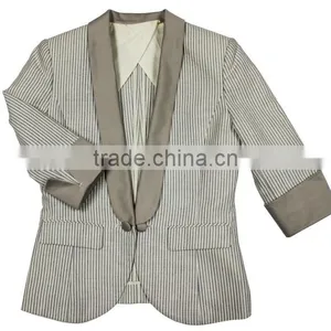 Latest Design Contrast Fibric Good Quality Slim Fit 2013 Neck Designs for Ladies Suit/ladies Half Sleeve Business Suit thumbnail-5